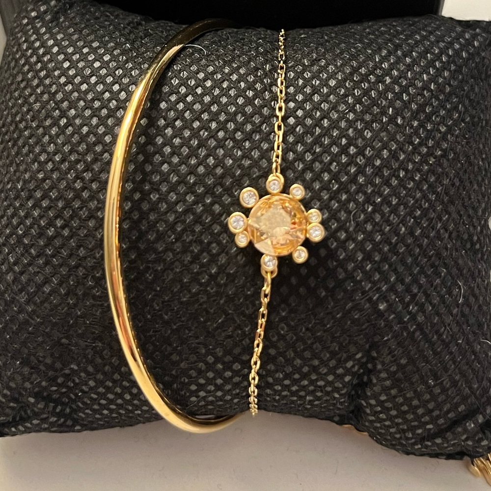 Swarovski gold crystal bracelet in prong setting